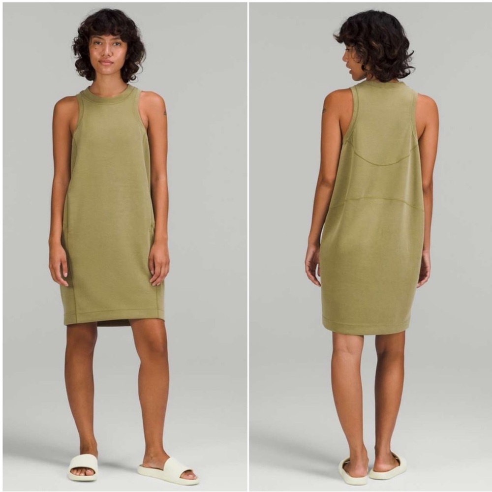 Lululemon Athletica Softstream Back in Action Olive Green Mini Dress